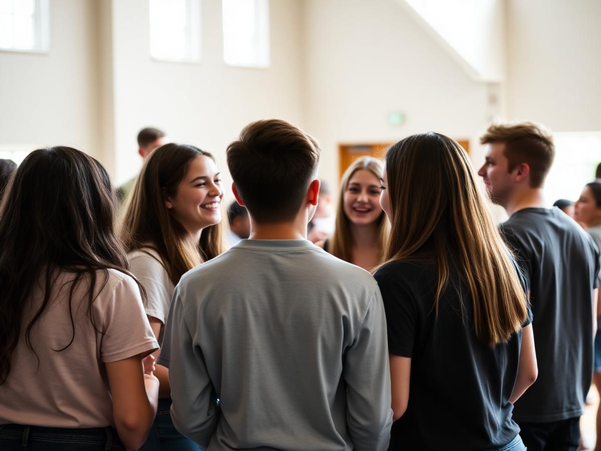 Jovens em encontro na igreja